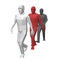 Walking low poly men. Isolated on white background