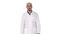 Walking male arab doctor on white background.