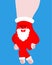 Walking man fingers Santa. small man made of hand. Christmas and New Year Vector Illustration