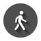 Walking man vector icon. People walk sign illustration on black