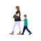 Walking mother and child sihouette illustration