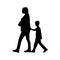 Walking mother and child sihouette illustration side view