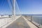 Walking on the new bay bridge trail going from Oakland to Yerba Buena Island, San Francisco bay, California