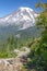 Walking north on Pinnacle Peak trail with magnificent Rainier view