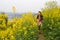 Walking in oilseed flowers