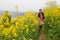 Walking in oilseed flowers