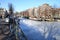 Walking over the dutch frozen canals, Amsterdam