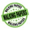 WALKING PAPERS text written on green-black round stamp sign