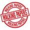WALKING PAPERS written word on red stamp sign