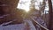 Walking path between heavy stones in Harz Germany to viewing point over forest