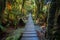 Walking path in mountain rain forest at matheson lake important