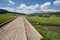 Walking path platform across a small creek in Brooks Lake Wyoming USA