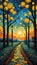 Walking path vision painting artwork with van gogh style AI Generated