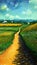 Walking path vision painting artwork with van gogh style AI Generated