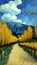 Walking path vision painting artwork with van gogh style AI Generated