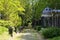 Walking path in Weissensee Jewish cemetery Berlin Germany