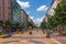 Walking people on Boulevard Vitosha in city of Sofia, Bulgaria