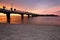 Walking pier in Kolobrzeg at sunset.