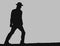 walking pilgrim man, abstract silhouettes