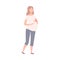 Walking Pregnant Young Woman, Happy Parenthood Flat Vector Illustration