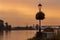 walking promenade at sunset by the Fraser River in New Westminster