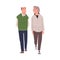 Walking Senior Man and Woman Character Strolling in the Street and Smiling Vector Illustration
