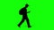 Walking silhouette boy cartoon animation. Loop animation  4K video . green background for background transparent use