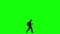 Walking silhouette boy cartoon animation. Loop animation  4K video . green background for background transparent use