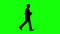 Walking silhouette business man cartoon animation. Loop animation  4K video . green background for background transparent use