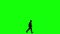 Walking silhouette senior person cartoon animation. Loop animation  4K video .  green background for background transparent use