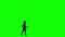 Walking silhouette woman cartoon animation. Loop animation  4K video . green background for background transparent use