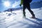 Walking in a snowshoes on a mountain snowy plateau