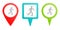 Walking with snowshoes pin icon. Multicolor pin vector icon