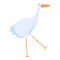 Walking stork icon, cartoon style