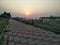 Walking street along the Mekong river with sunset in the evening.