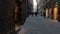 Walking on the streets in the historic center of Siena.