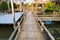 Walking suspense bridge made of dry bamboo in Thailand