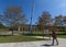 The Walking to the Sky Sculpture at Carnegie Mellon University on a Sunny Day. Walking to the Sky is a public sculpture by