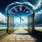 a walking to time illustration perspective surreal idea for concept and experience spiritual journey