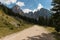 Walking track in Puez-Geisler Nature Park, Dolomites