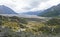 Walking trail to the Blue Lakes and Tasman Glacier View, Aoraki / Mount Cook with Tasman River seen in background