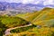 Walking trail in Walker Canyon during the superbloom, California poppies covering the mountain valleys and ridges, Lake Elsinore,