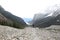 Walking trails at Lake Louise, Alberta, Canada, showing mountains and forest