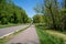 Walking trails near the park road in Clifton E French Regional Park, part of Three Rivers Park District in Plymouth Minnesota