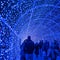 Walking through the Tunnel of Lights in Norwich, Norfolk during the Christmas season