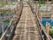 Walking way bridge made of dry bamboo