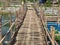 Walking way bridge made of dry bamboo