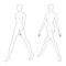 Walking women Fashion template 9 nine head size female for technical clothes drawing. Lady figure 3-4 front back view.