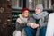 Walking through the woods in winter a man and a woman found a house and sat on the porch to drink coffee