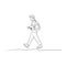 Walking young man with backpack vector illustration sketch doodle hand drawn with black lines isolated on white background